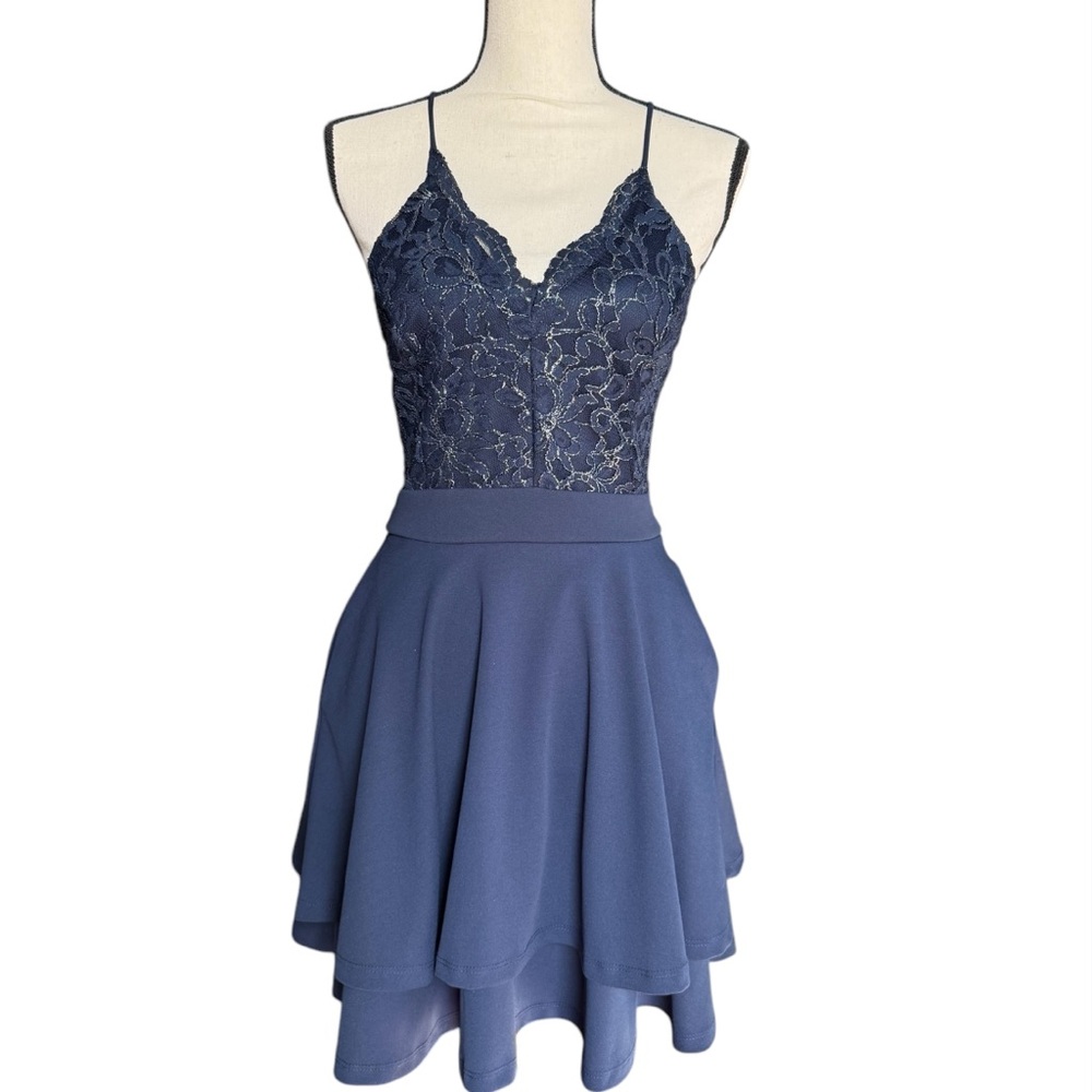 Stylish Navy Lace Dress